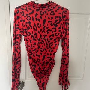 Orange leopard body suit with gloves